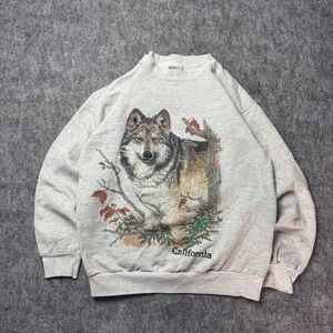 Wolf Graphic Crewneck Sweatshirt California Tultex USA Made XL